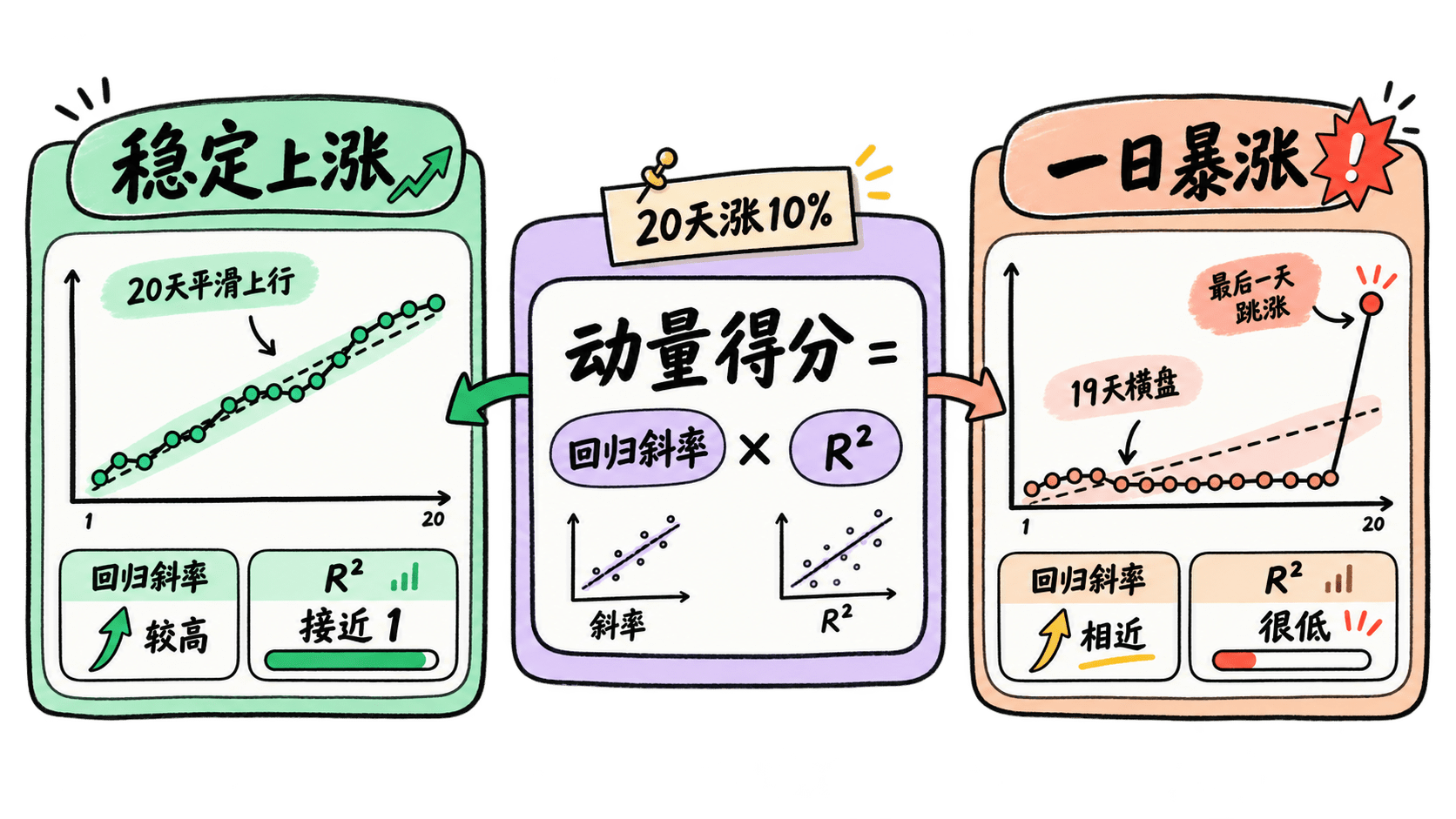 动量得分用回归斜率和R平方衡量趋势质量